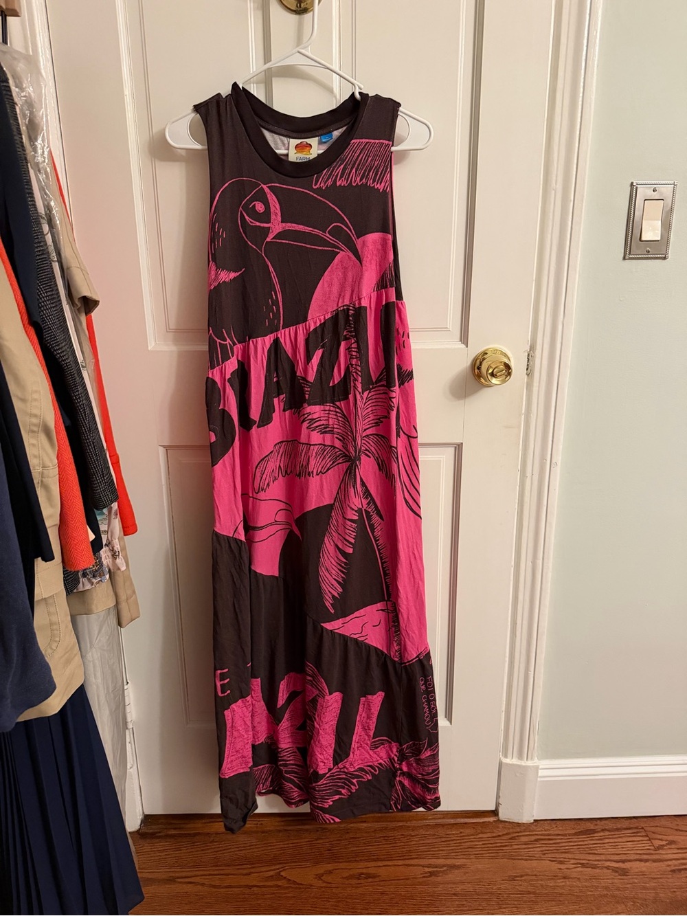 Farm Rio Tiered Brazil Toucan T-Shirt Midi Dress